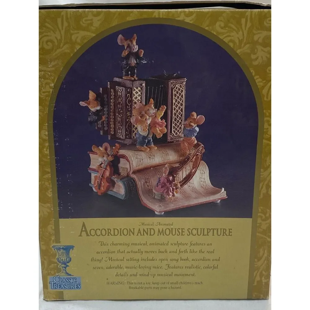 Classic Treasures Musical Animated Accordion & Mouse Sculpture.
